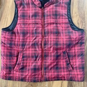 Chaps Red and Black Plaid men’s polyester vest XXL